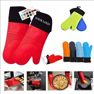 Silicone 1 Pair Oven Mitts with Quilted Liner